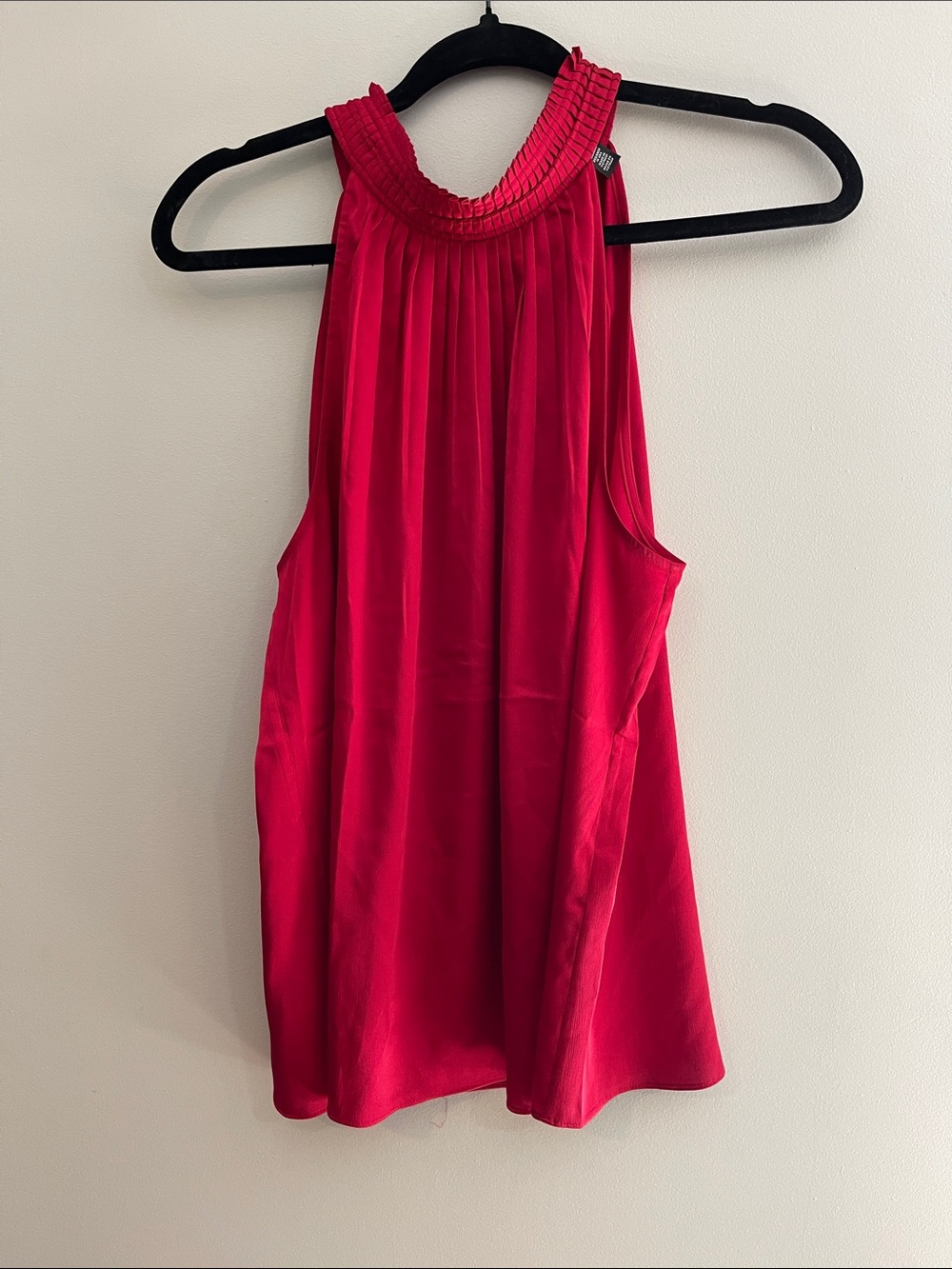 WHBM Red Satin Button neck Blouse size 12